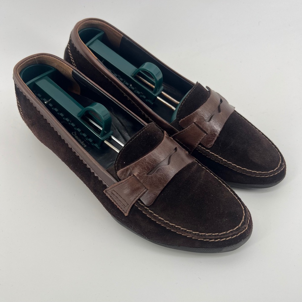 Paul Green Women's Dark Brown Suede Leather Penny Loafer Shoes Sz 5.5 READ